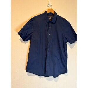 Michael Kors Men’s Blue Trim Short-Sleeve Button-Down Sport Shirt XL